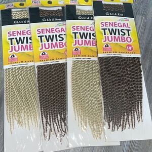 14” Jumbo Senegal Crochet Twist Braiding Hair lot of 4- color 613 or 27